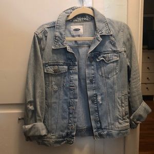 Distressed jean jacket